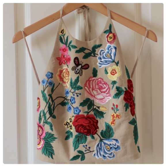 ALICE + OLIVIA Jaymee Embroidered Halter Top - Picture 13 of 15